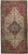 Full view of 9'5" x 18' Persian Heriz rug with ivory field and brick red corners
