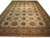Oversize ivory Jaipur rug with hexagonal panel garden design, sage green and camel rosettes