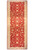 8 x 22 red Chobi Peshawar wool runner rug with ivory floral border, full overhead view