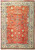 Coral red Soltanabad rug with wide ivory floral border and all over palmette design