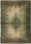 Ivory Persian Kerman rug with sky blue floral medallion and dense flowering border, full overhead view