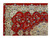 Corner detail of ivory main border with olive, coral and navy palmettes against red field