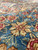 12x17 antique Kerman rug detail, lustrous wool pile with blue, rose and gold flowers