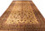Ivory Persian Kashan rug 8x17 angled view showing all-over floral field and sage green border