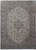 9'8 x 13'4 ivory Persian Kashan rug shown flat with central blue medallion and floral field