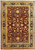 Full overhead view of the garnet red Ziegler rug with blue and gold borders and ivory fringe