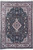 Full view of 8'4 x 11'9 Sino Tabriz rug with black floral field and ivory borders