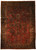 Antique Persian Sarouk rug with deep red field, navy floral border and all-over detached flower sprays