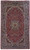 Red Persian Isfahan rug with navy floral border, ivory spandrels and layered star medallion field