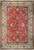 Full view of 11'2" x 14'3" red Persian Tabriz rug with ivory floral border