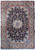 Navy blue Persian Isfahan rug 7'5" x 10'4" with ivory medallion and terracotta floral border