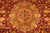 Close-up of the domed central medallion, palmettes and fine knotting in this Qum design rug