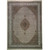 Full overhead view of ivory Tabriz Mahi design rug with taupe medallion and floral border