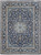 9'4" x 12'8" Persian Kashan rug with navy blue field and sage green star medallion