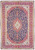 Full view of 10' x 14' Persian Kashan rug with navy field and ivory floral medallion
