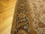 Close up of dark brown floral border with gold palmettes and ivory vine scrollwork