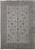 Full view of ivory Persian Kashan rug with all over floral vine field and blue borders