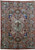 9'6" x 13'7" Persian Kashmar rug with ivory pictorial field and rose red border