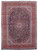 10x14 navy blue Persian Kashan rug with red floral border and ivory central medallion