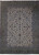 Ivory field Persian Kashan rug with navy floral vines and soft green main border