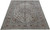 Angled floor view of signed Persian Kashan wool rug, ivory field framed by taupe-brown floral borders