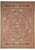 Sage green and beige Aubusson flat weave rug with pink rose garlands, full overhead view