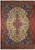 Ivory field Persian Tabriz rug with red star medallion, indigo spandrels and floral red main border