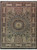 Black bordered Kashmir wool rug with slate blue and ivory Dom Esfahan dome medallion design