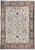 Full overhead view of ivory Persian Tabriz rug with animal faces woven into all over vine scroll