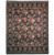 Black English garden floral 8x10 rug with pink roses, green leaves and ivory guard borders