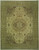 Full view of beige 7'10 x 9'10 Agra rug with rust medallion and olive floral border