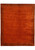 9'3" x 12' burnt orange Gabbeh rug shown flat with plain field and darker banded border