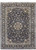 10'2" x 14'9" Persian Kashan rug shown flat with navy floral field and ivory border