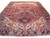 Full view of 8 x 11 Persian Heriz rug with rust red field and navy border