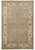 Light blue 6' x 9' Oushak rug with ivory floral border and all over palmette design