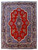 Full view of 9'7" x 12'11" Persian Tabriz rug with red field and blue floral border