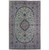 Light green Persian Nain rug with navy medallion and ivory floral border, full overhead view