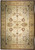 Full view of ivory Agra rug with sage green border and all over floral vinery