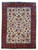 Ivory field Persian Mashad rug with all-over floral design and deep red multi-band border