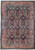 7' x 10'3" Persian Bijar rug shown flat with navy blue field and coral floral border