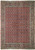 Full overhead flat view of 6'6" x 8' red Persian Bijar rug with Herati field