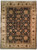 Black field Chobi Peshawar rug with ivory floral border and gold palmettes, full overhead view