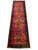 5 x 17 Persian wool runner displayed vertically with royal blue border and ivory guard stripes