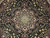 Close-up of black field with pink, sage and gold flowers surrounding the ivory center medallion