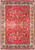 Burgundy Persian Mashad rug shown flat overhead with ivory navy border and dense floral field
