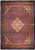 Dark indigo Persian Herati rug with salmon diamond medallion and brick red floral main border