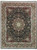 Black field wool and silk Oriental rug with ivory border and Tabriz floral medallion