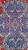 Navy medallion center detail with red rosettes, turquoise vine work and salmon floral core