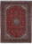 Red Persian Kashan rug 10'2" x 14'1" with ivory medallion and navy floral border