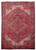 9' x 13'2" Persian Heriz rug with red field, ivory corners and stepped geometric medallion